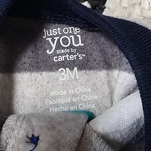 Carter's Baby Boy Striped Long Sleeve Fleece Sleeper with Firetruck 3M - Picture 2 of 3